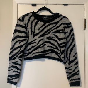 garage animal print cropped sweater